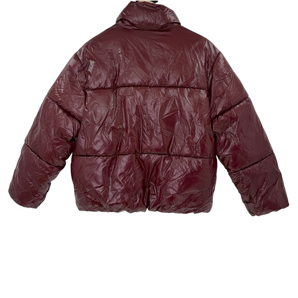 NWT A New Day Puffer Jacket Water Resistant Burgundy Red Quilted Coat Size Small - Picture 2 of 8